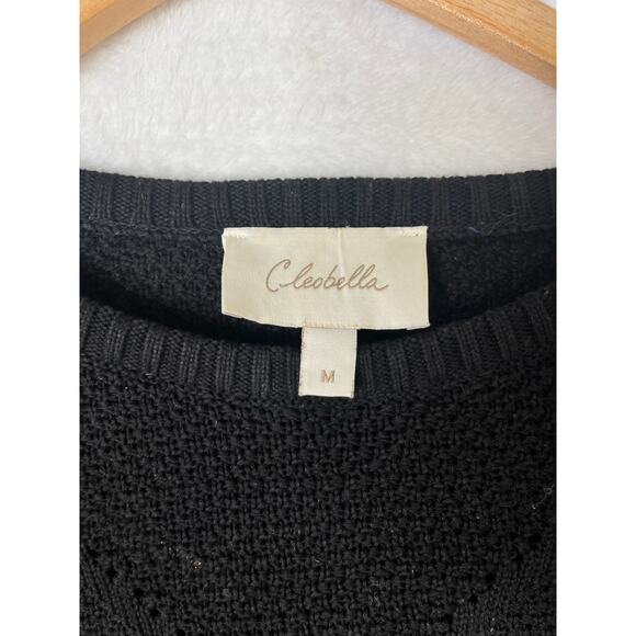 Cleobella Black Cotton Slouchy Long Sleeve Sweater sz M Boho Minimalist Ballet - Picture 2 of 8